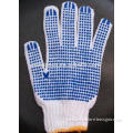 2014 best selling 7gauge white color with blue PVC dots coated stretch cotton safety work glove